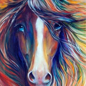 Diamond Painting Paard Portret Kleurrijk voorbeeldafbeelding van het volledige ontwerp