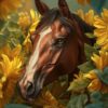 Diamond Painting Paard tussen zonnebloemen voorbeeldafbeelding van het volledige ontwerp