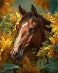 Diamond Painting – Paard tussen zonnebloemen