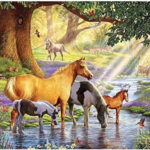 Diamond Painting Paarden Sprookje voorbeeldafbeelding van het volledige ontwerp