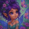 Diamond Painting Paarse fee voorbeeldafbeelding van het volledige ontwerp