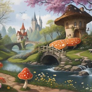 Diamond Painting Paddenstoelenbos voorbeeldafbeelding van het volledige ontwerp