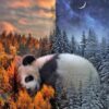 Diamond Painting - Slapende panda in winterbos voorbeeldafbeelding van het volledige ontwerp