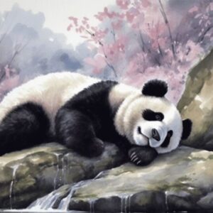 Diamond Painting Panda voorbeeldafbeelding van het volledige ontwerp