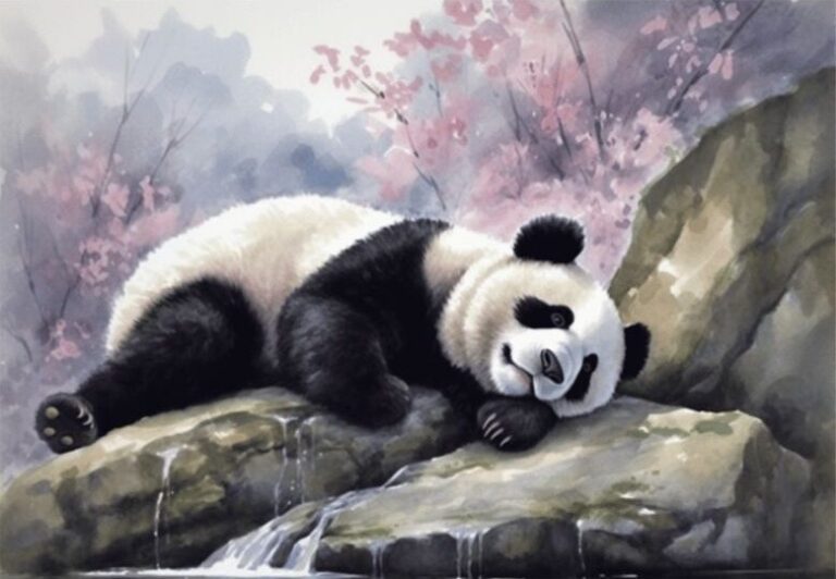Diamond Painting Panda voorbeeldafbeelding van het volledige ontwerp