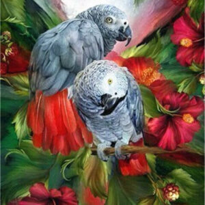 Diamond Painting Papegaai voorbeeldafbeelding van het volledige ontwerp