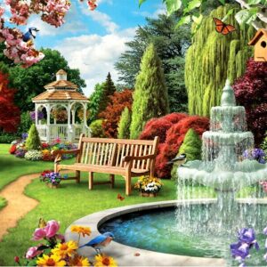 Diamond Painting Parkje voorbeeldafbeelding van het volledige ontwerp