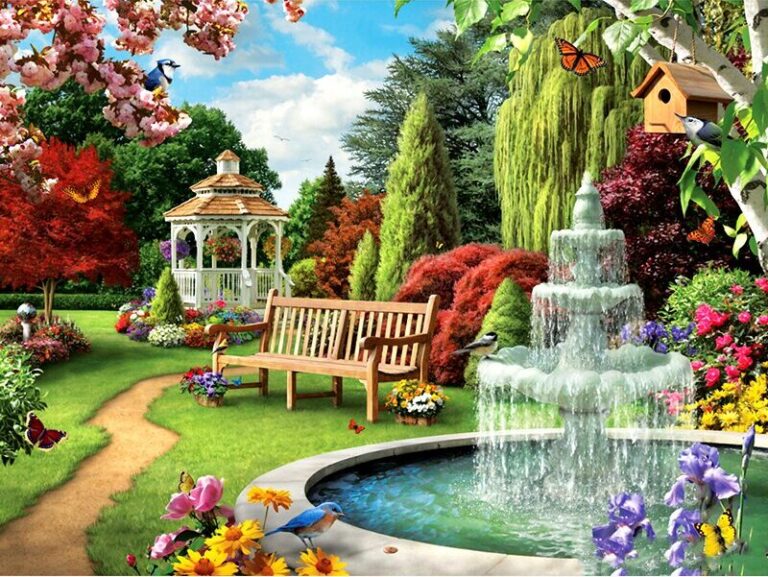 Diamond Painting Parkje voorbeeldafbeelding van het volledige ontwerp