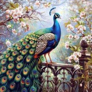Diamond Painting Pauw voorbeeldafbeelding van het volledige ontwerp