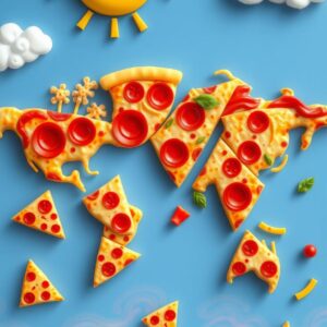 Diamond Painting Pizza’s van de wereld smaken voorbeeldafbeelding van het volledige ontwerp