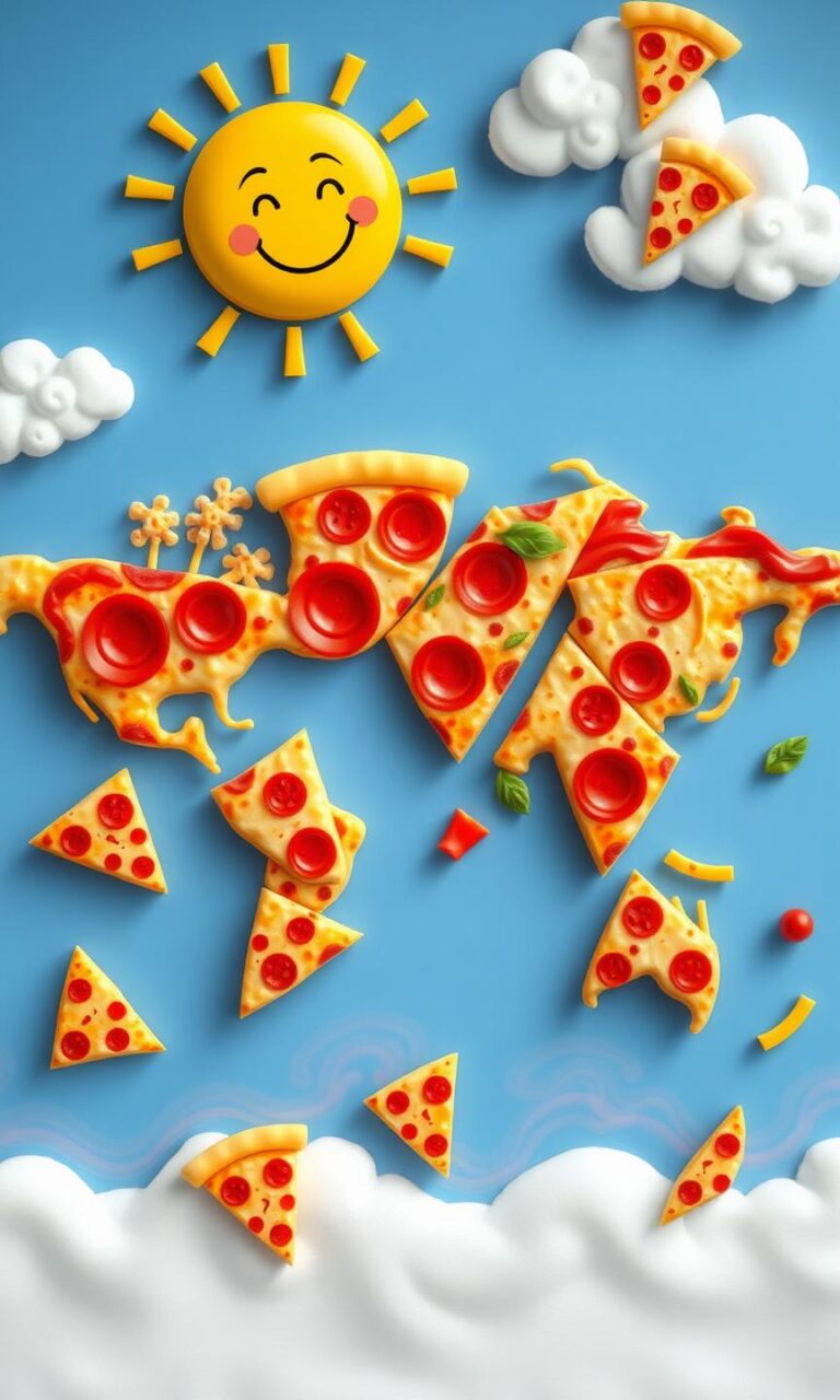 Diamond Painting Pizza’s van de wereld smaken voorbeeldafbeelding van het volledige ontwerp