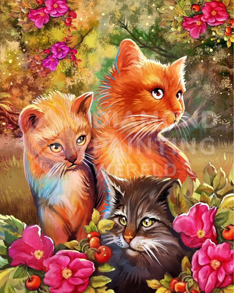 Diamond Painting Poezen Familie HP Design voorbeeldafbeelding van het volledige ontwerp