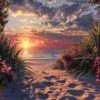 Diamond Painting Prachtige Zonsondergang voorbeeldafbeelding van het volledige ontwerp