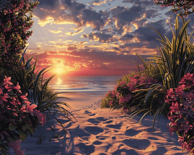 Diamond Painting Prachtige Zonsondergang voorbeeldafbeelding van het volledige ontwerp