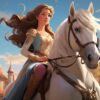 Diamond Painting Prinses en paard voorbeeldafbeelding van het volledige ontwerp