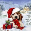 Diamond Painting - Puppy in sneeuwlandschap voorbeeldafbeelding van het volledige ontwerp