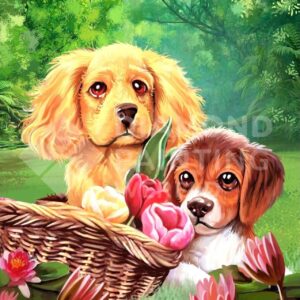 Diamond Painting Puppy Vriendjes HP Design voorbeeldafbeelding van het volledige ontwerp