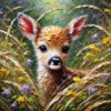 Diamond Painting Reeën Droom voorbeeldafbeelding van het volledige ontwerp