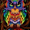 Diamond Painting Regenboog Uil voorbeeldafbeelding van het volledige ontwerp