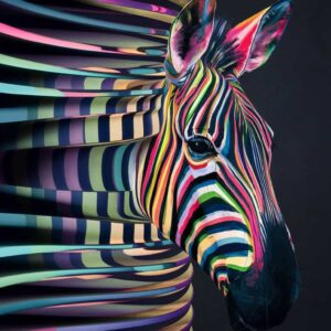 Diamond Painting Regenboog Zebra voorbeeldafbeelding van het volledige ontwerp