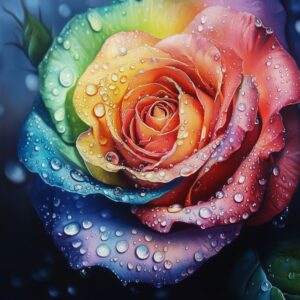 Diamond Painting Regenboog roos voorbeeldafbeelding van het volledige ontwerp