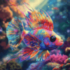 Diamond Painting Regenboogvis voorbeeldafbeelding van het volledige ontwerp