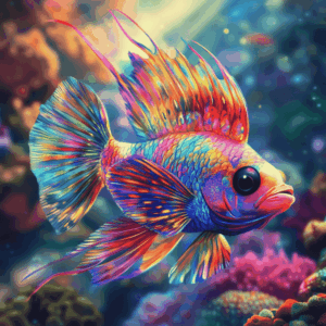 Diamond Painting Regenboogvis voorbeeldafbeelding van het volledige ontwerp