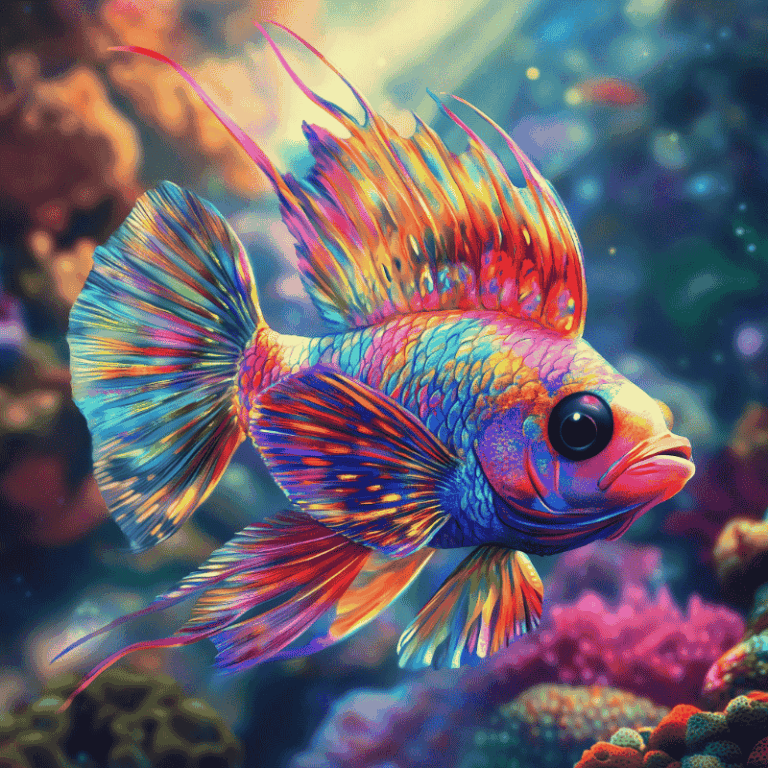 Diamond Painting Regenboogvis voorbeeldafbeelding van het volledige ontwerp