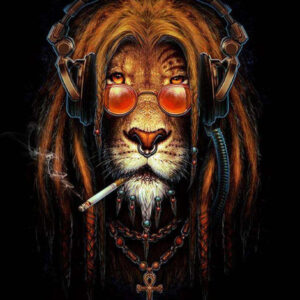 Diamond Painting Reggae Leeuw voorbeeldafbeelding van het volledige ontwerp