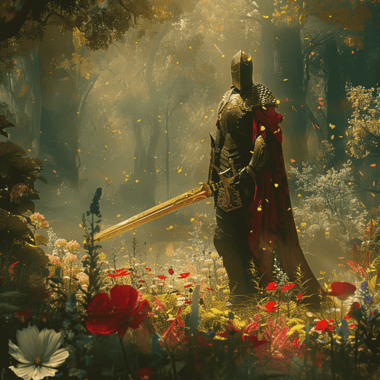 Diamond Painting Ridder in het bos voorbeeldafbeelding van het volledige ontwerp