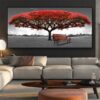 Diamond Painting Rode Boom Groot Formaat voorbeeldafbeelding van het volledige ontwerp