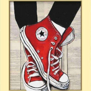 Diamond Painting Rode Converse All Stars voorbeeldafbeelding van het volledige ontwerp