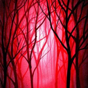 Diamond Painting Rode Jungle voorbeeldafbeelding van het volledige ontwerp