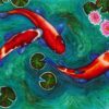 Diamond Painting Rode Vis In Het Water voorbeeldafbeelding van het volledige ontwerp