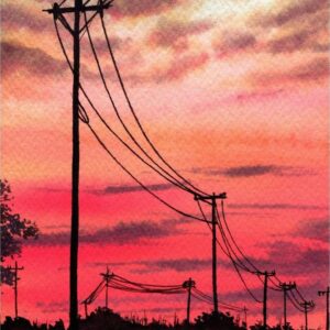 Diamond Painting Rode Zonsondergang Hemel voorbeeldafbeelding van het volledige ontwerp