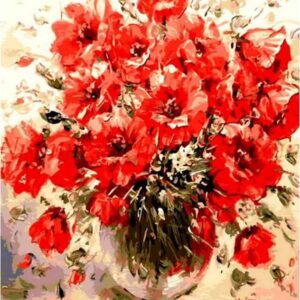 Diamond Painting Rode bloem in vaas voorbeeldafbeelding van het volledige ontwerp