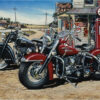 Diamond Painting Rode en Zwarte Motorfietsen voorbeeldafbeelding van het volledige ontwerp