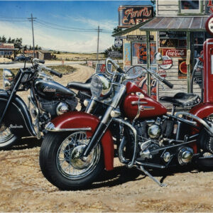 Diamond Painting Rode en Zwarte Motorfietsen voorbeeldafbeelding van het volledige ontwerp
