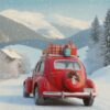 Diamond Painting Rode kerstauto voorbeeldafbeelding van het volledige ontwerp