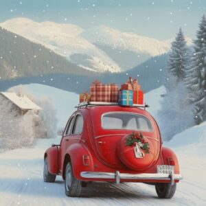 Diamond Painting - Rode kerstauto