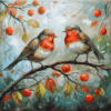 Diamond Painting Roodborstjes in de Boom voorbeeldafbeelding van het volledige ontwerp