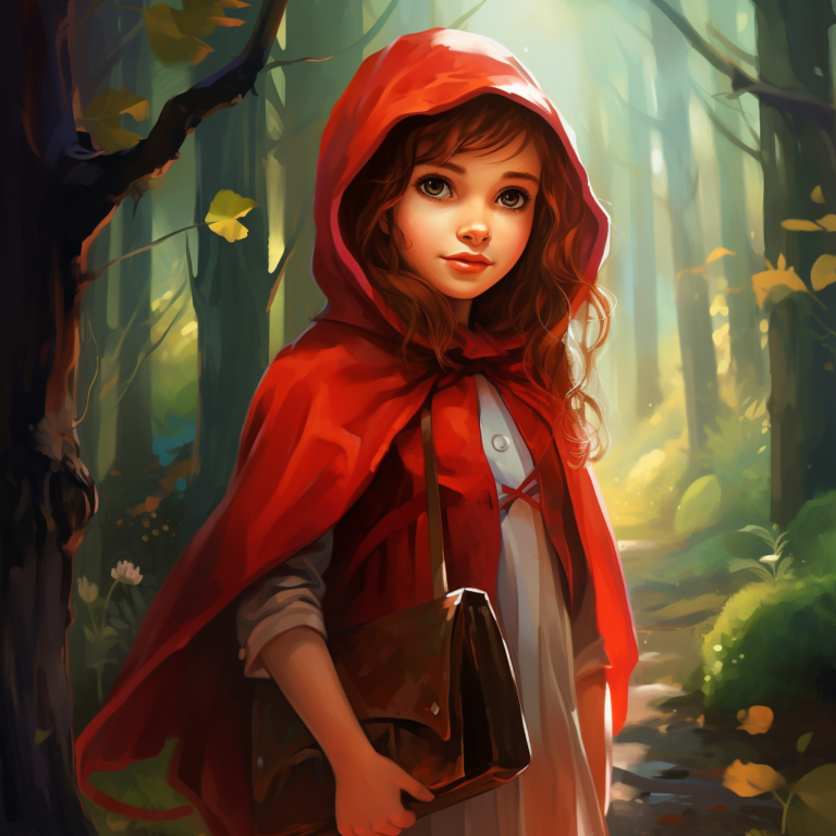 Diamond Painting Roodkapje in het Bos voorbeeldafbeelding van het volledige ontwerp