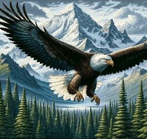 Diamond Painting Roofvogel voorbeeldafbeelding van het volledige ontwerp