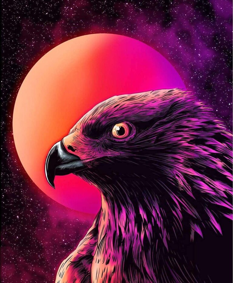 Diamond Painting Roofvogel In De Nacht voorbeeldafbeelding van het volledige ontwerp