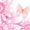 Diamond Painting Roze Bloemen En Vlinder voorbeeldafbeelding van het volledige ontwerp