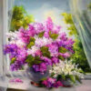 Diamond Painting Roze Bos Bloemen voorbeeldafbeelding van het volledige ontwerp