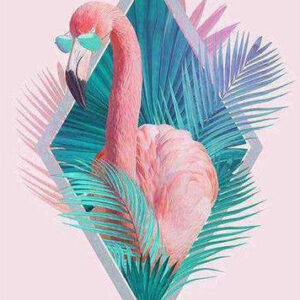 Diamond Painting Roze Flamingo voorbeeldafbeelding van het volledige ontwerp