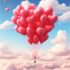 Diamond Painting Roze ballonnen-harten voorbeeldafbeelding van het volledige ontwerp