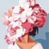 Diamond Painting Roze bloemenhaar voorbeeldafbeelding van het volledige ontwerp