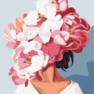 Diamond Painting Roze bloemenhaar voorbeeldafbeelding van het volledige ontwerp